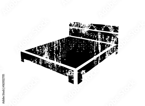 Vector Minimalist bed with distressed texture.