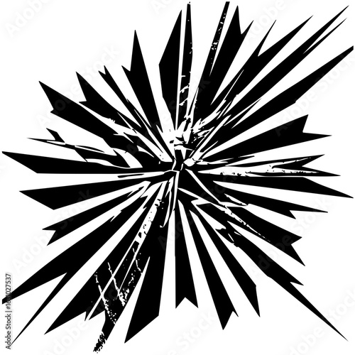 Vector Dynamic explosion of jagged black rays radiates from a central point.