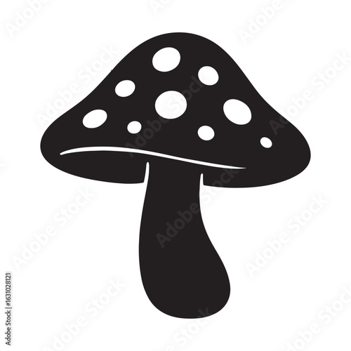 Black fly agaric mushroom icon, vector illustration, isolated on transparent background, png