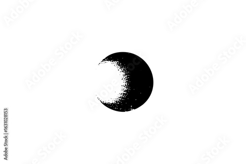 Vector Minimalist moon with textured edge.