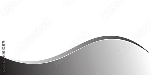 white and black background, Double curve wave, vector simple water swoosh wavy strip long