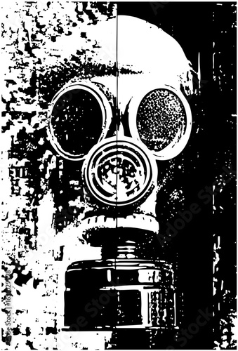 Vector Vintage gas mask with distressed texture.