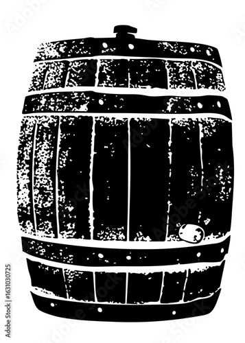 Vector Vintage wooden barrel with metal bands