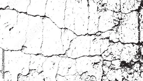 Abstract Black and White Distressed Grunge Wall Texture with Cracks