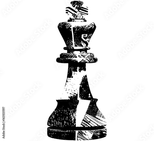 Vector Detailed of a regal chess king piece.