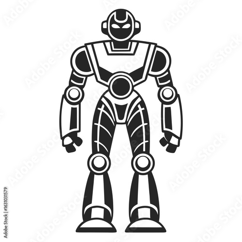 Futuristic Silhouette: A detailed illustration of a sleek, modern robot with a commanding presence, embodying innovation and the potential of technology.