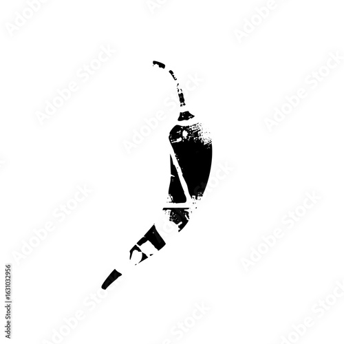 Vector Minimalist black silhouette of a sailing boat with a tilted mast.