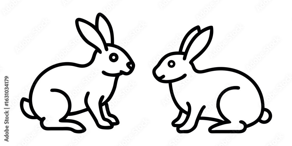 Obraz premium Easter bunny silhouettes, rabbit clip art set, isolated decorative elements for the holidays