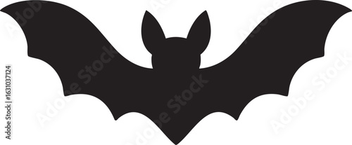 Spooky halloween bat silhouette icon perfect for festive decorations party invitations and scary holiday designs featuring a classic black flying creature