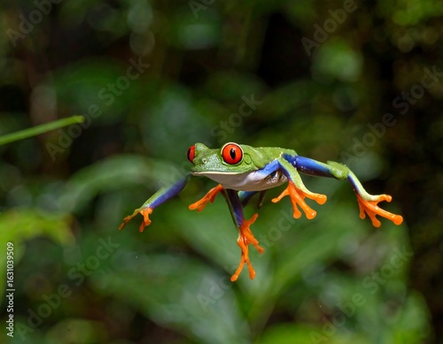 Wallpaper Mural Colorful frog mid-leap in jungle Torontodigital.ca