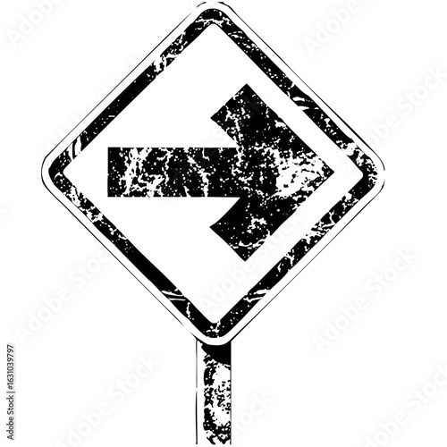 Vector Directional sign with a right arrow indicates a turn.