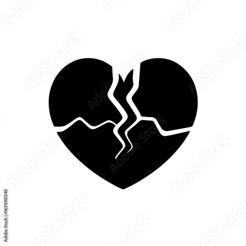 Broken Heart Flat Vector Icon
A simple and modern flat vector icon of a broken heart. This black and white graphic is ideal for conveying concepts of heartbreak, loss, sadness, or disappointment
