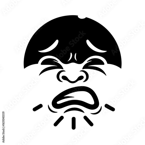 Nauseated Icon: Sick Face Expression
A simple, expressive black and white icon depicting disgust or nausea. This graphic features a face with a furrowed brow and a downward-curving mouth
