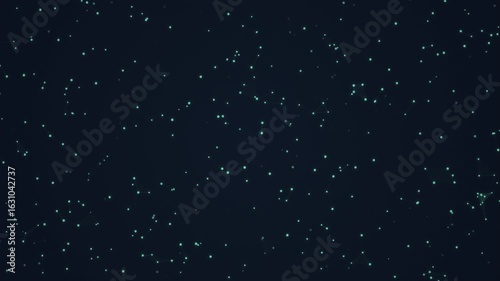 Abstract technology network background loop. Digital data points and lines connect, representing communication, blockchain, AI, or future tech concepts. Dark blue cyberspace backdrop. 3D render
