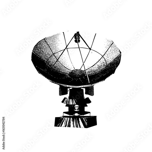 Vector Detailed of a parabolic antenna with supporting structure.