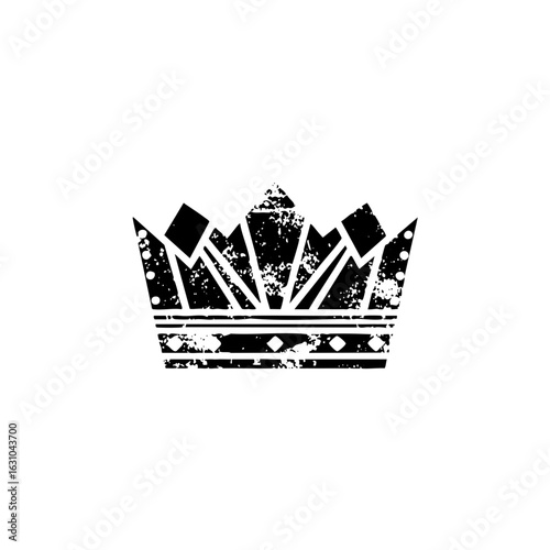 Vector Detailed black crown with geometric shapes.