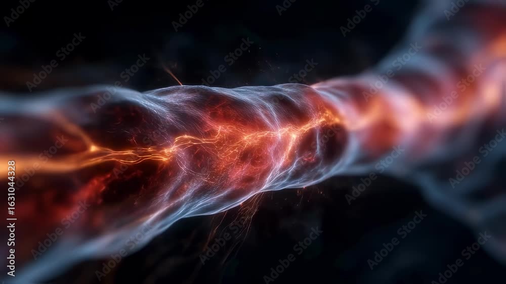 3D visualization of nerve signals traveling from inflamed organ to remote skin surface emphasizing referred pain concept in advanced healthcare presentation.