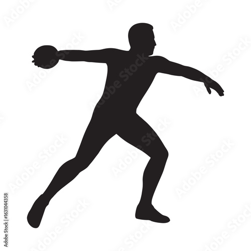 Discus Thrower Athlete Black and White Silhouette