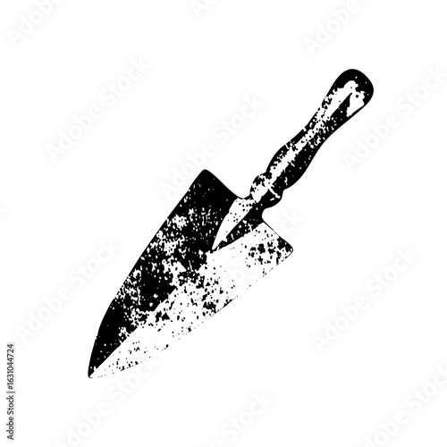 Vector Black silhouette of a pointing trowel tool.