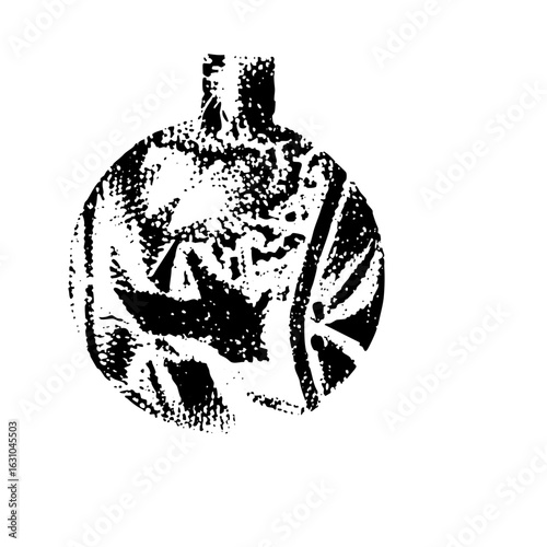 Vector Abstract pomegranate with textured details.