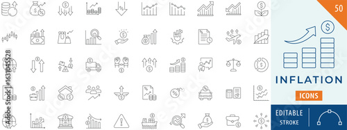 Inflation icon collection set. Editable stroke.
