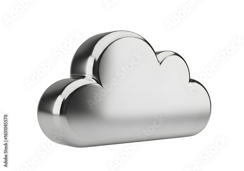 3D Silver Cloud Icon - Cloud Computing, Data Storage, Internet Network, Digital Information, Online Services, Technology, Remote Access