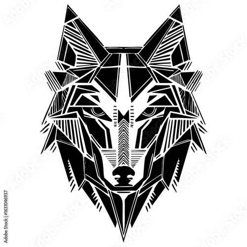 Vector Geometric wolf head with sharp lines.