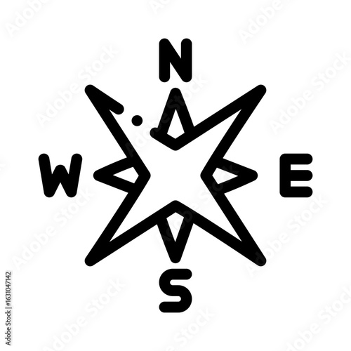 compass rose line icon