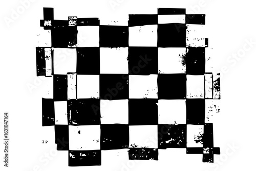 Vector Distressed checkerboard with fragmented squares.