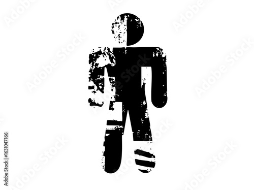 Vector Abstract figure with distressed texture