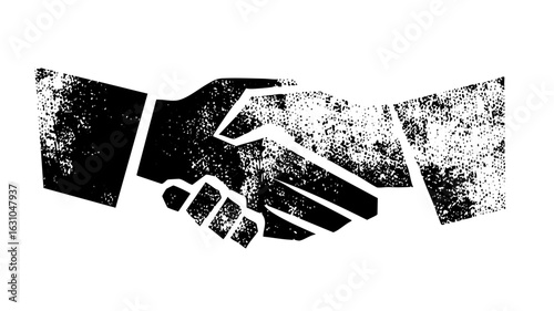 Vector Distressed handshake depicting agreement and partnership.