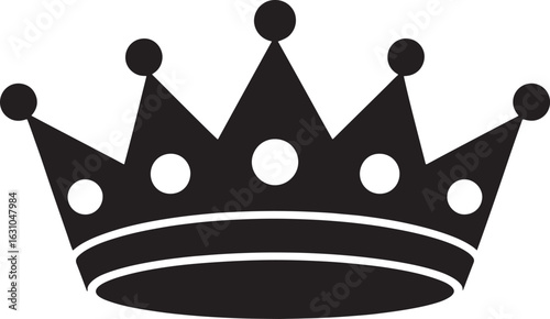 Classic black silhouette of a royal crown with oval gemstones