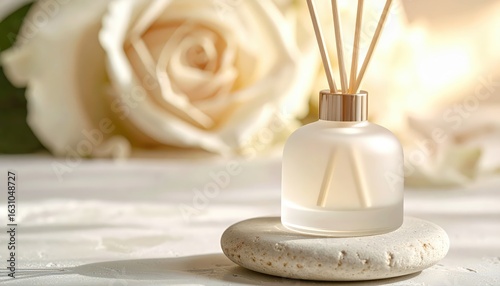 Aromatherapy diffuser still life photo photographic image for wellness branding and minimalist style