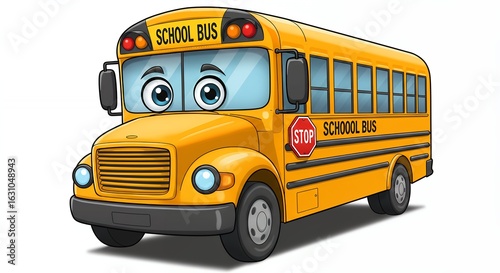 Cartoon yellow school bus