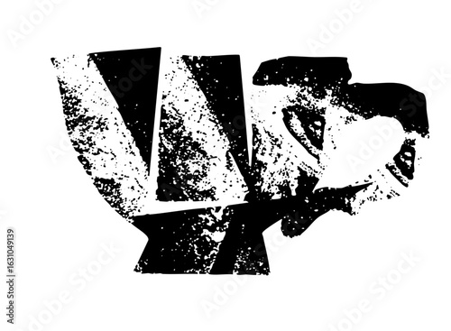Vector Abstract face and hand gesture in monochrome.