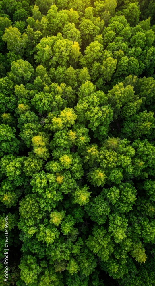 Naklejka premium Lush Green Forest Aerial View