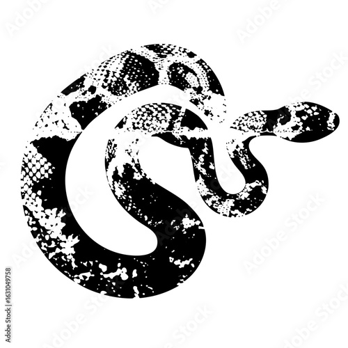 Vector Coiled serpent with textured scales.