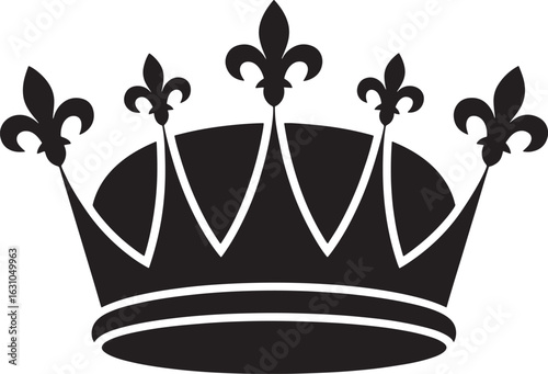 Elegant black silhouette of a royal crown with fleur de lis accents