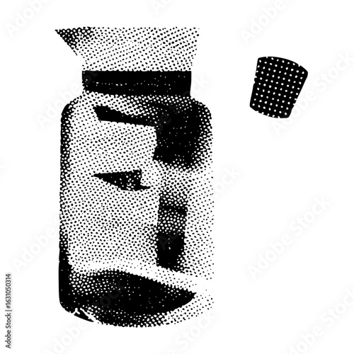 Vector Portrait within a bottle features a contemplative face.