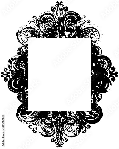Vector Ornate floral frame with detailed baroque swirls and a central blank space.