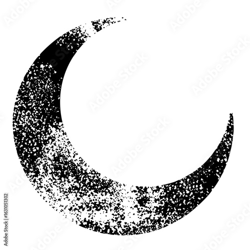 Vector Gritty moon with textured effect.