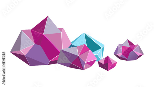 Illustration of colorful gems crystals minerals and precious stones for graphic design and decoration use
