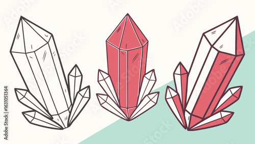 Hand drawn crystal gem stone vector illustration set mineral quartz geology collection design element isolated 100