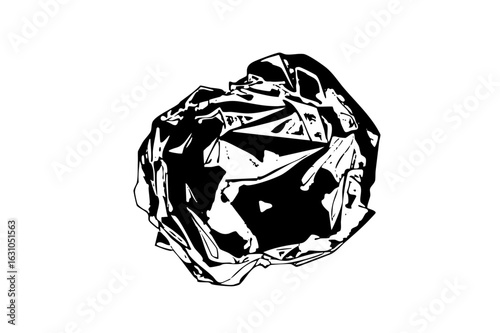 Vector Abstract crumpled paper ball in monochrome.