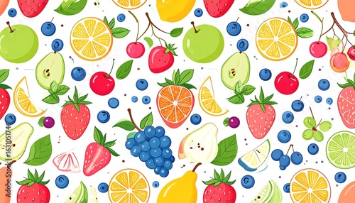 Wallpaper Mural Colorful fruit pattern Torontodigital.ca