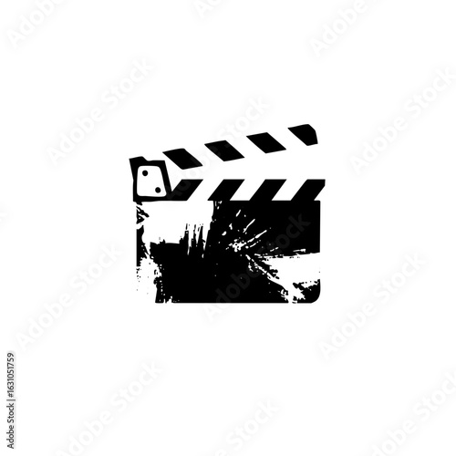 Vector Black film slate with clapperboard .