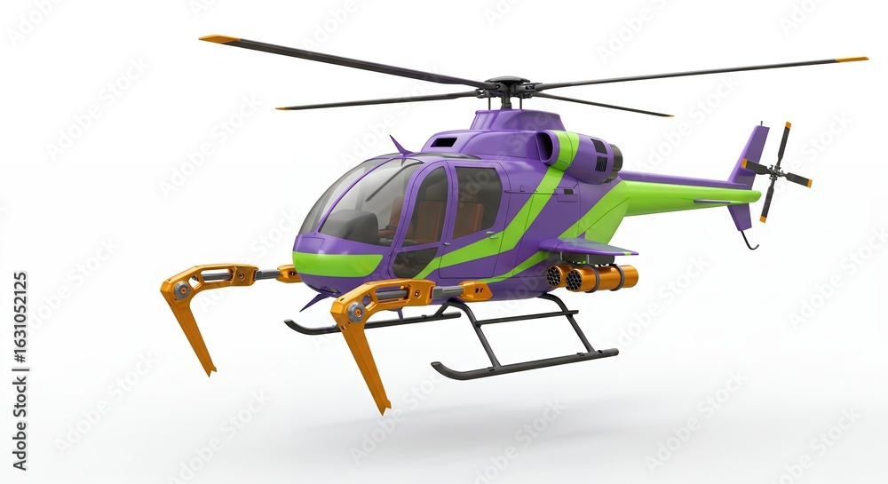 Fototapeta premium Modern purple and green helicopter design