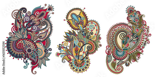 Natural motif batik illustration, Indonesian batik vector design