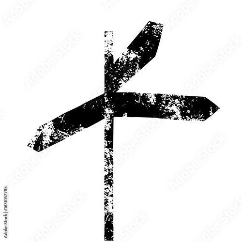 Vector Distressed directional signpost with multiple arms.