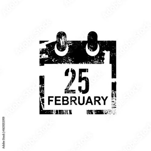 Vector February 25th Calendar Date with Footprints